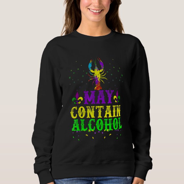 Camiseta Carnaval Engraçado Pode Conter Álcool Mardi Gras (Frente)