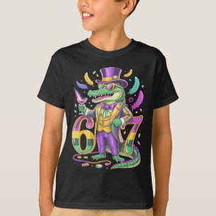 Camiseta Carnaval Mardi Gras Cavalheiro Jacaré Número de Ca
