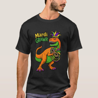 Camiseta Carnaval Mardi Grawr Dinossauro Nova Orleans Louis