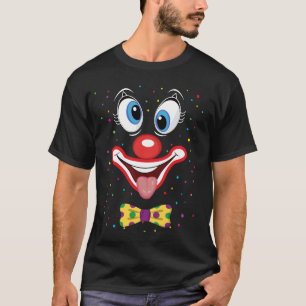 Camiseta Carnaval Palhaço de Rosto de Circo Costume Homens 