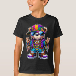 Camiseta Carnaval Para Meninos Hip Hop Masculino Urso Fofo