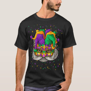 Camiseta Carnaval Persa Mardi Gras Gato Rosto Carnaval Bufã