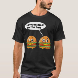 Camiseta carne alface na bandeja, comida engraçada