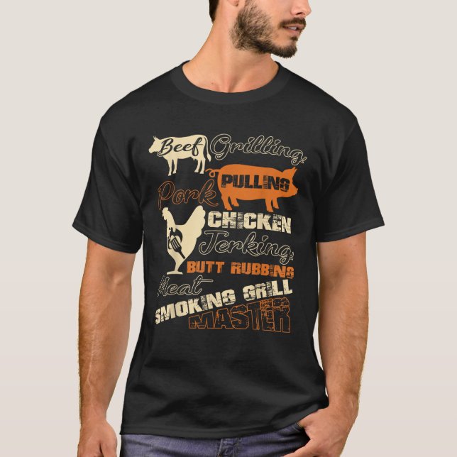 Camiseta Carne De Bovino Grelhando Galinha Puxando Galinha (Frente)