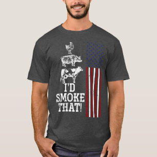 Camiseta Carne de churrasco Fumando Bandeira Americana US R