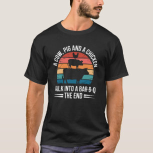 Camiseta Carne de vaca, porco e frango grelhando churrasco 