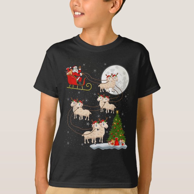 Camiseta Carneiros Papais noeis De Ovelhas Sleigh Voando En (Frente)