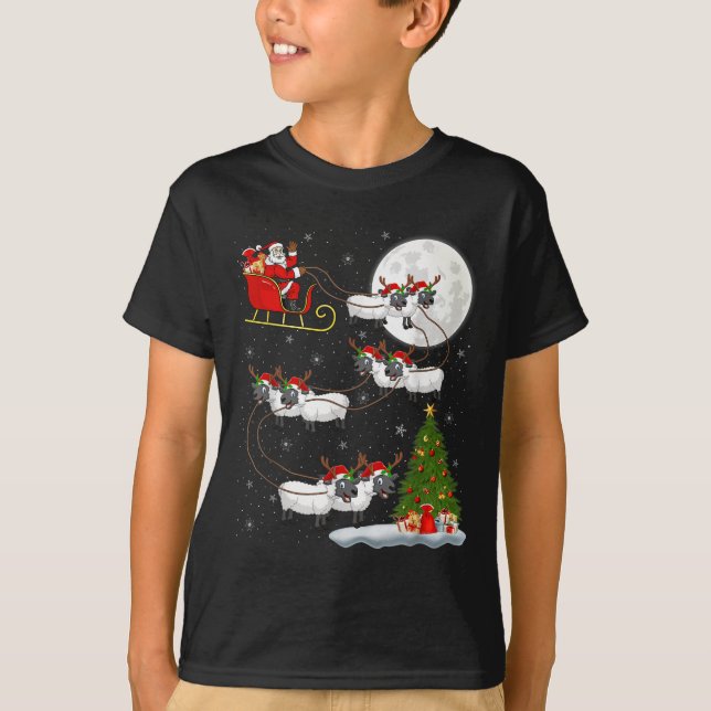Camiseta Carneiros Papais noeis De Ovelhas Sleigh Voando En (Frente)