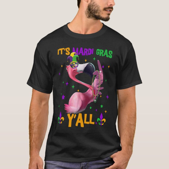 Camiseta Carnival Party  Flamingo Mardi Gras (Frente)