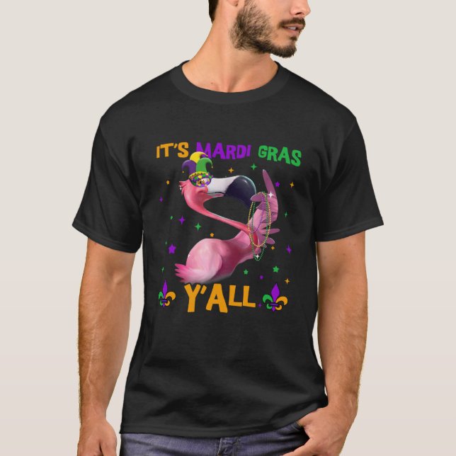 Camiseta Carnival Party Flamingo Mardi Gras (Frente)