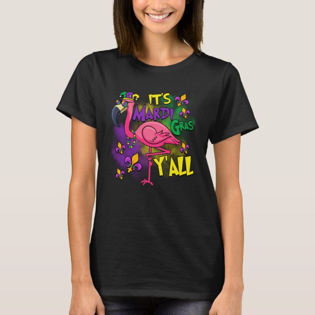 Camiseta Carnival Party Gift Idea Flamingo Mardi Gras (Frente)
