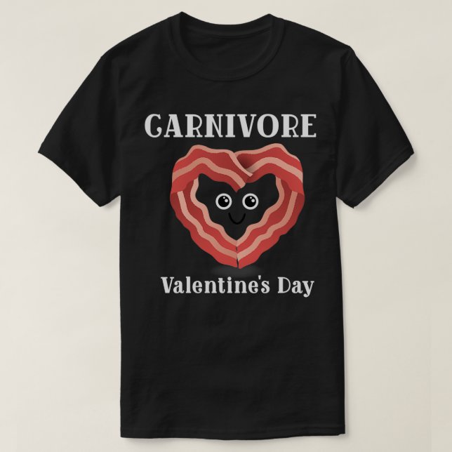 Camiseta Carnivore Dia de os namorados Gift Bacon Heart Car (Frente do Design)