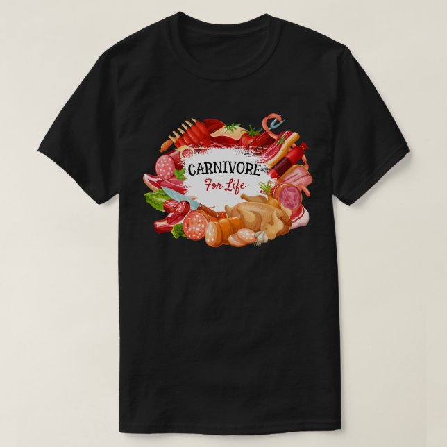 Camiseta Carnívoro vitalício Zero Carbe Meat Eater (Frente do Design)