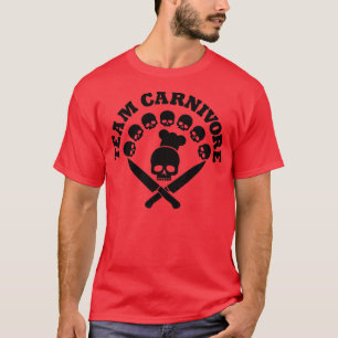 Camiseta carnívoros crânio facas churrasco humor açougueiro