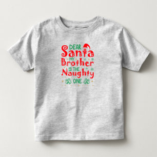 Camiseta "Caro Papai Noel, Meu Irmão é o Travesso"