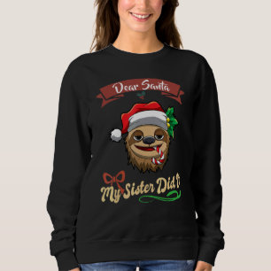 Camiseta Caro Papai Noel Minha Irmã Fez Isso Natal Irmãos_3
