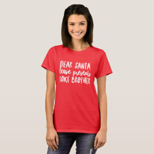 Camiseta Caro Papai noel, presentes da licença toma o irm
