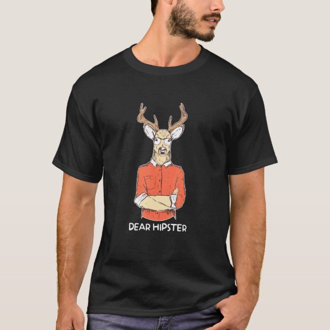 Camiseta Caro Renascer Hipster Veado Bigode Vintage Grátis  (Frente)