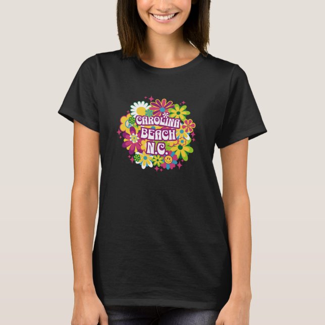 Camiseta Carolina Beach NC Summertime Vacationing Flowers (Frente)