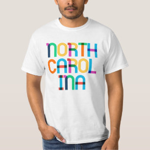 Camiseta Carolina do Norte Vintage Retro Arte Pop Colorido