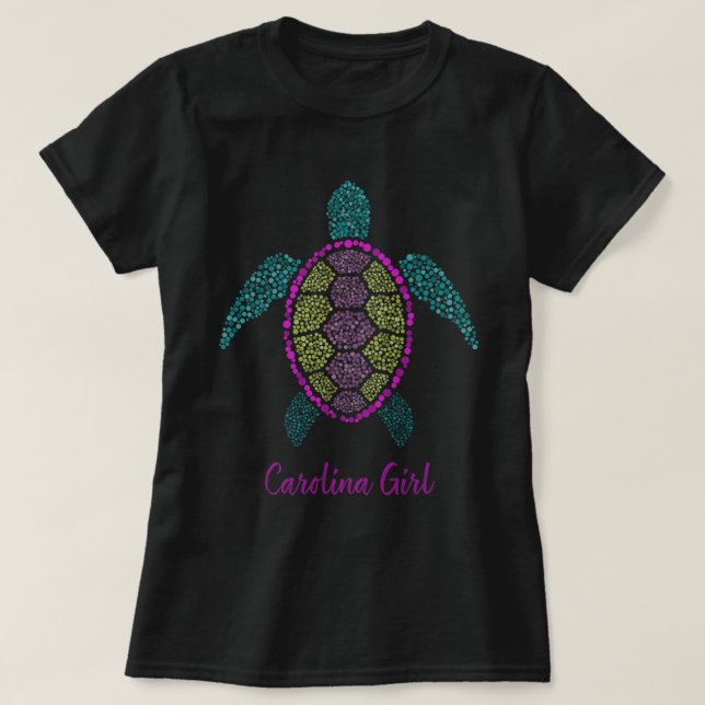 Camiseta Carolina Girl - Mosaico Sea Turtle Beach Design gi (Frente do Design)
