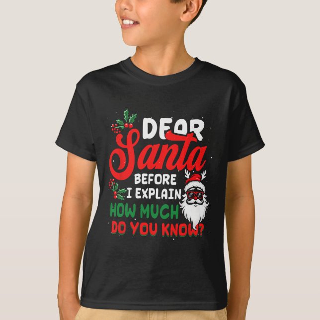 Camiseta Caros Papais noeis De Natal Eu Posso Explicar Quan (Frente)