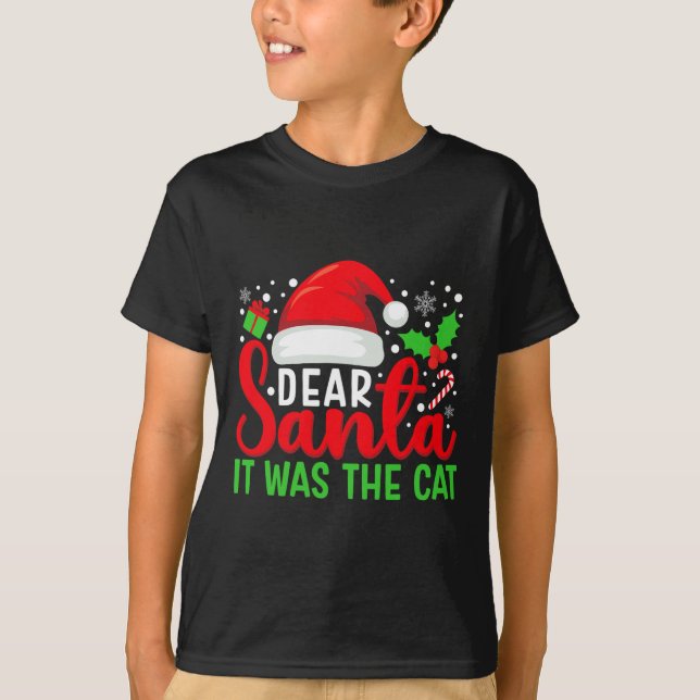 Camiseta Caros Papais noeis Era O Natal Da Família De Gatos (Frente)