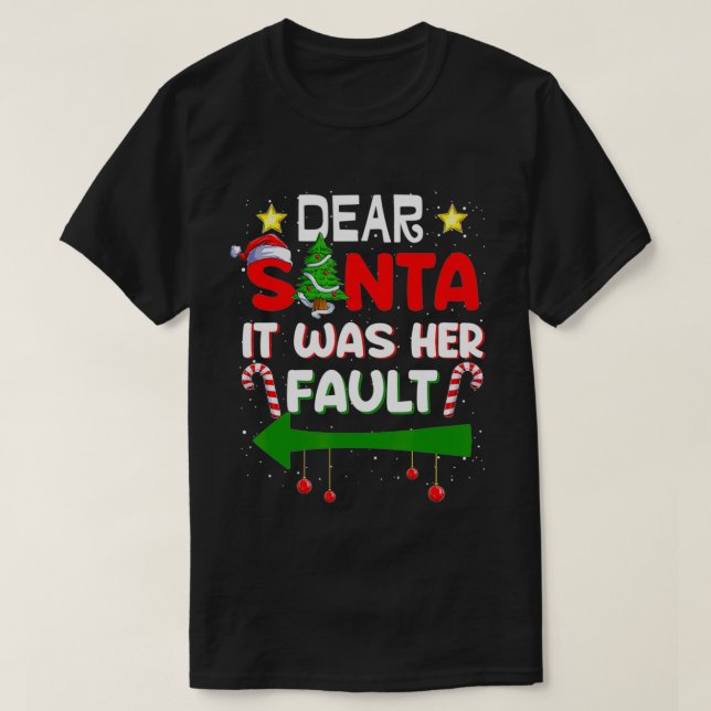 Camiseta Caros Papais noeis, Foi Culpa Dela, Seu Natal (Frente do Design)
