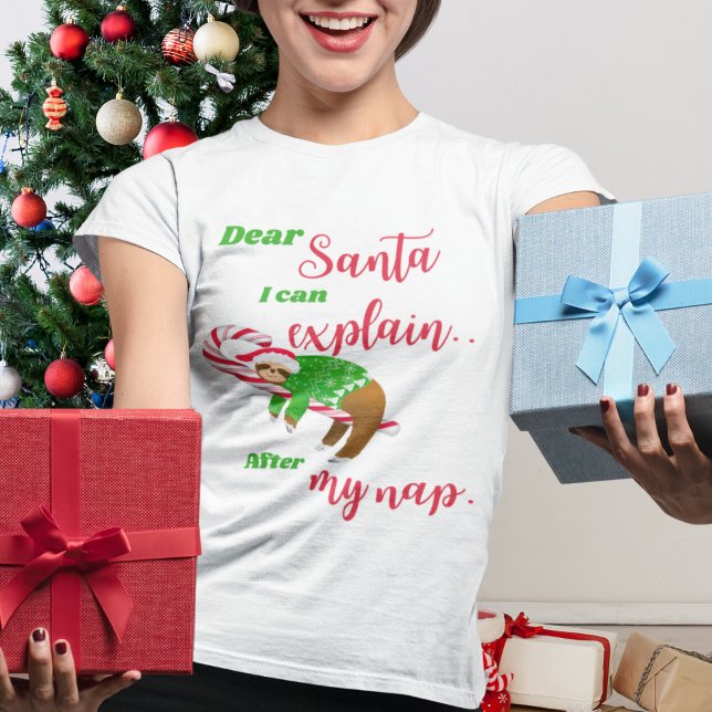 Camiseta Caros Papais noeis Sloth Nap De Natal Em Canas De  (Criador carregado)
