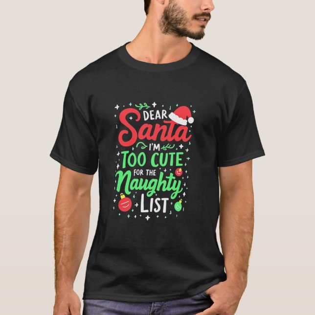 Camiseta Caros Papais noeis Sou Muito Bonito Para A Família (Frente)