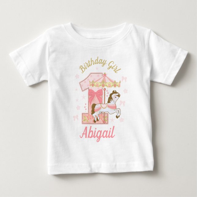 Camiseta Carousel First Birthday Girl (Frente)
