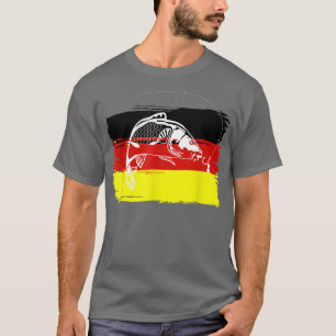 Camiseta Carp Pescador DesignPesca alemã com canas de pesca