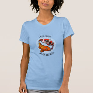 Camiseta Carpa De Koi Cuta Preciso De Café Como Peixes Prec