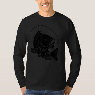 Camiseta Carpa Estêncil Pesca Árvores