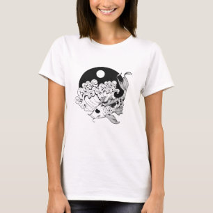 Camiseta Carpa japonesa koi com fundo Yin & Yang