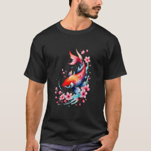 Camiseta Carpa Koi Japonesa & Flor de Cerejeira Nishikigoi
