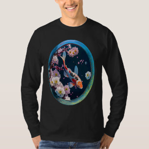 Camiseta Carpa peixe koi flor de cerejeira lente fotografia
