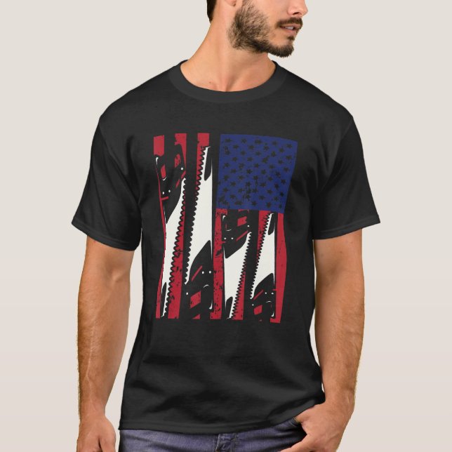 Camiseta Carpenter USA Woodworking American Flag Carpentry_ (Frente)