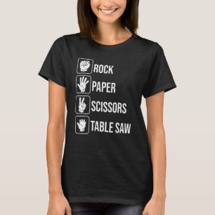 Camiseta Carpinteiro de Mesa de Tesoura de Papel Rock