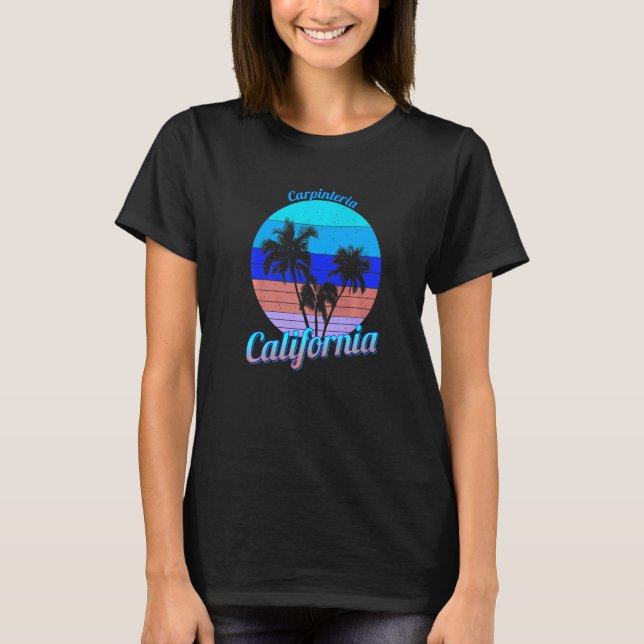 Camiseta Carpinteria California Retro Palm Trees Beach Summ (Frente)