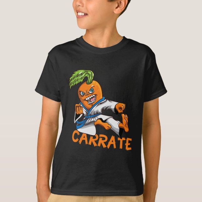 Camiseta Carrate Engraçado Carrot Karate Mail Arts Mart (Frente)