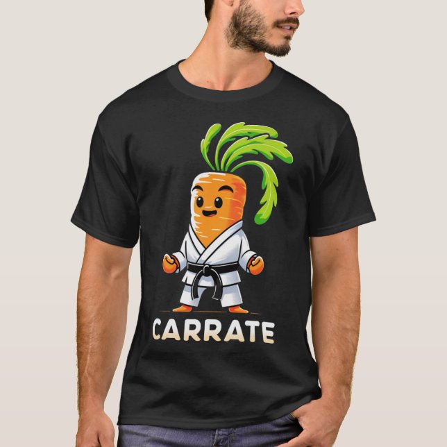 Camiseta Carrate Funny Karate Professor de Cenoura Estudant (Frente)