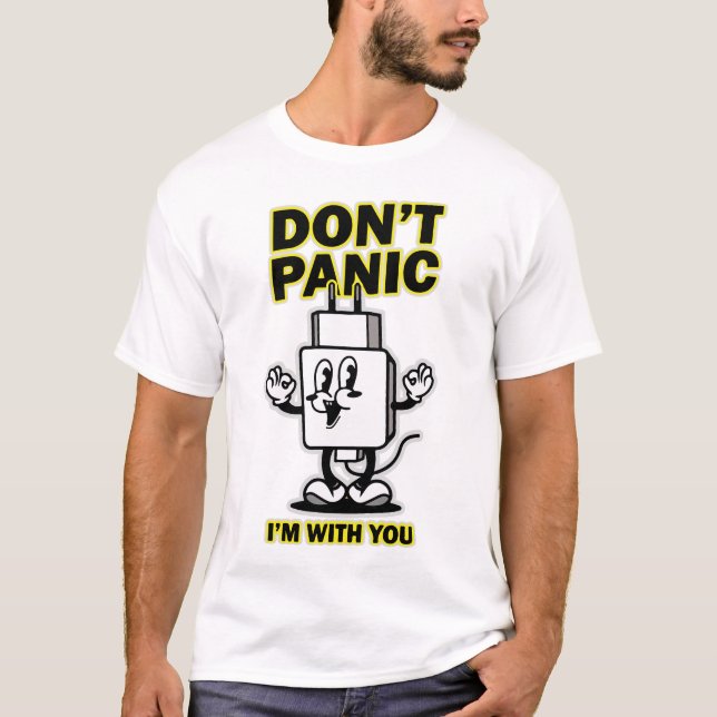Camiseta Carregador de Celular Cartoon Cômico: Design Sem P (Frente)