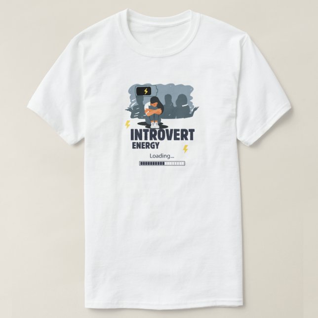 Camiseta Carregamento de Energia de Introvertido (Frente do Design)