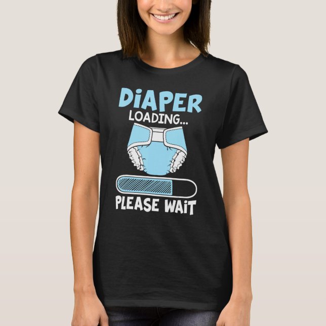 Camiseta Carregamento de fralda Aguarde Presente Engraçado (Frente)