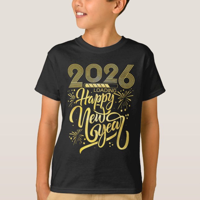 Camiseta Carregamento do Feliz ano novo 2026 Fireworks (Frente)