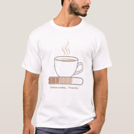 Camiseta Carregando Cafeína - Arte de Linha de Café Engraça