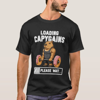 Camiseta Carregando Capygains Capivara Levantando Pesos Eng
