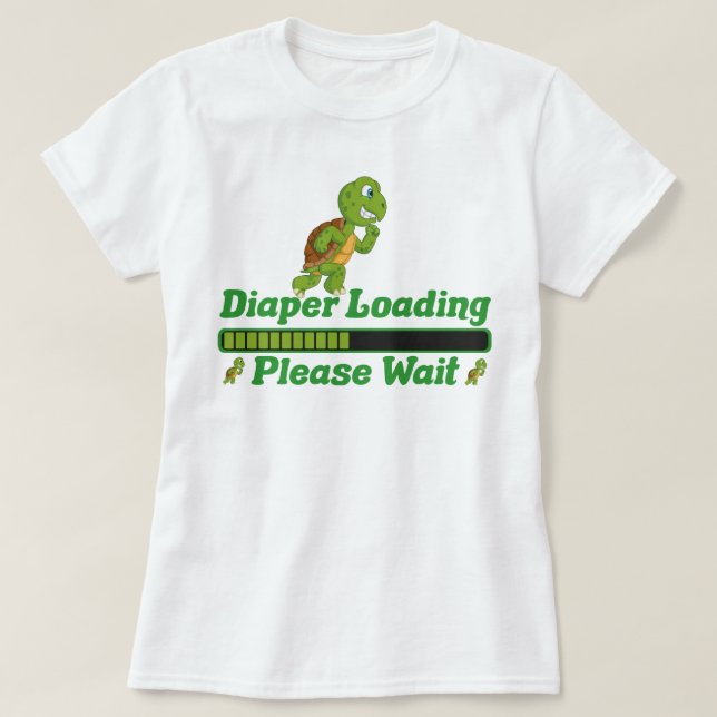 Camiseta Carregando fralda Aguarde. Presente Engraçado Para (Frente do Design)