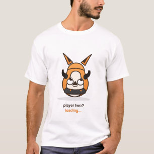 Camiseta Carregando Jogador Dois Controle Cute Gamer Fox